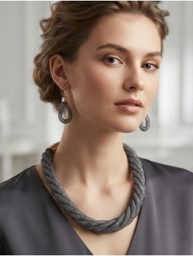SPARKLE TUBE TWIST NECKLACE AND EARRING SET